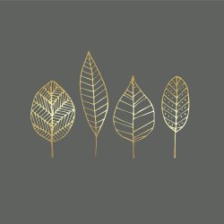 PPD - Servietten - Pure Gold Leaves Anthrazit - 33 x 33...