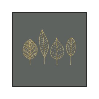 PPD - Servietten - Pure Gold Leaves Anthrazit - 25 x 25 cm - 20 Stk