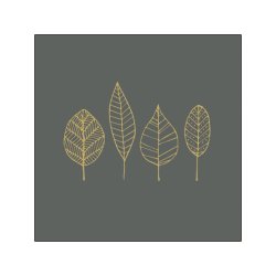 PPD - Servietten - Pure Gold Leaves Anthrazit - 25 x 25...