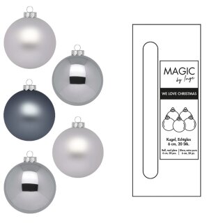 Inge Glas - Kugeln in Box / 20Stk - White Christmas - 6 cm - Glas