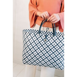 Handed By - Motif Bag Shopper - Navy