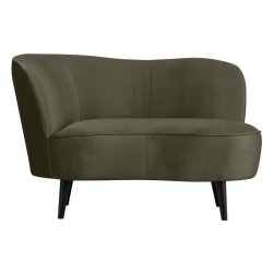 woood - Sara - Lounge Sessel Links - Samt - Warmes Grün