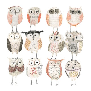PPD - Servietten - Owls - 33 x 33 cm - 20 Stk