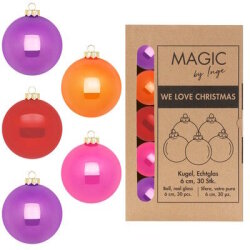 Inge Glas - Kugeln in Box / 30Stk - Party Time - 6 cm - Glas