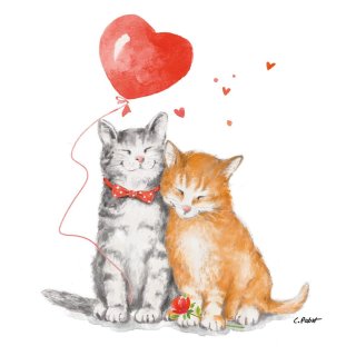 PPD - Servietten - Cat Love - 33 x 33 cm - 20 Stück