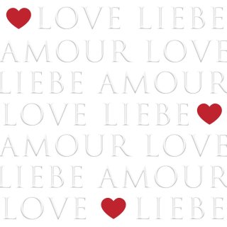 PPD - Servietten - Love Letters - Weiß - 33 x 33 cm - 20 Stück