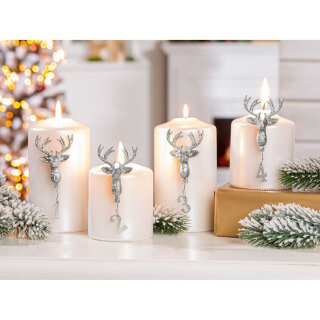 Gilde - Kerzenstecker 4er Set - Rentierkopf - Aluminium