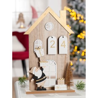 Gilde - Standrelief Haus - MDF - gold/natur - 20 x 35 cm