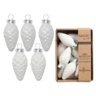 Inge Glas - Zapfen - 12 Stück - Pure White