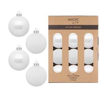Inge Glas - Kugel - 12 Stück - 8 cm - Pure White