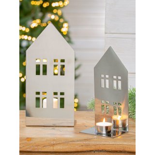 Gilde - Teelichtleuchter Haus - Casita - Stahl - klein