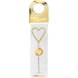 Wondercandle - Flaschenpost - Happy Birthday - Herz Gold