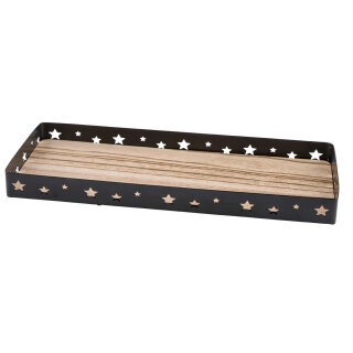 Gehlmann - Metalltablett - Sterne - 45 cm - natur/schwarz