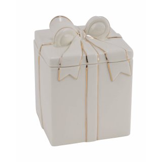 Gehlmann - Keramik-Geschenkbox - 10 cm - weiß/gold
