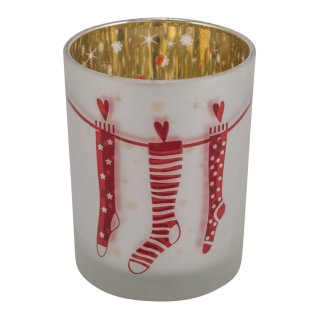 Gehlmann - Glaswindlicht - Socken - 10 cm - weiß/gold