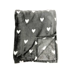Rogon - Plaid - Hartjes - Charcoal Gray - 140x180 cm