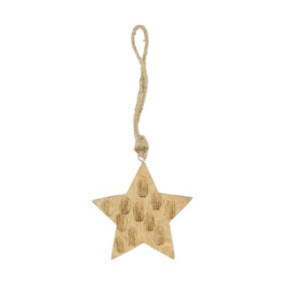 DIJK - Sternhänger - Mangoholz - gefleckt - 9 x 9 x 1,5 cm - natur