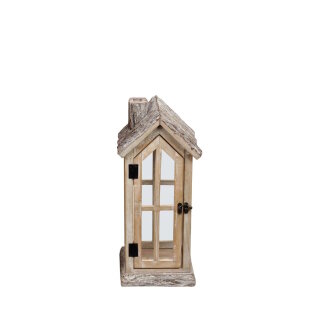 DIJK - Laternenhaus - mit Glas - Holz - 18 x 15 x 42 cm - natur