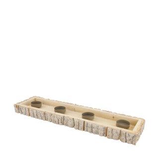 DIJK - Stumpenkerzenhalter - 4 Kerzen - Holz - 58 x 15 x 4 cm - natur