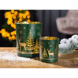 Gilde - Einzelnes Windlicht - Tannenduft - Grün - KLEIN