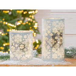Gilde - Einzelnes Windlicht - LED - Schneeflocke - Silber...