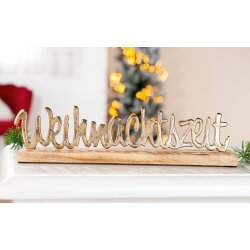 Gilde - Weihnachtszeit - Schriftzug - Mangoholz - Gold/Natur