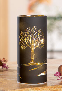 Gilde - Windlicht - LED - Herbsterwachen - Schwarz/Gold