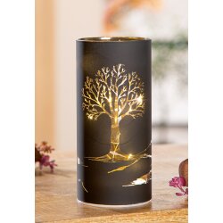 Gilde - Windlicht - LED - Herbsterwachen - Schwarz/Gold