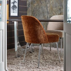 woood - Vogue - 2er Set Esszimmerstuhl - 3D Chennile - Mittelbraun - Chrombeine