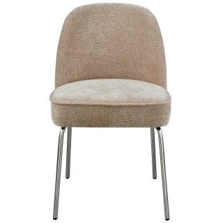 woood - Vogue - 2er Set Esszimmerstuhl - 3D Chennile - Sand - Chrombeine