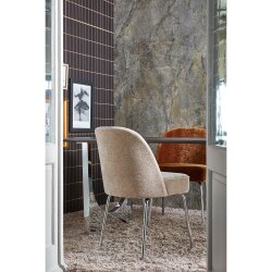 woood - Vogue - 2er Set Esszimmerstuhl - 3D Chennile - Sand - Chrombeine