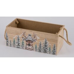 Gehlmann - Holzbox m. Seilgriffe - Hirsch - 25x12x10 cm