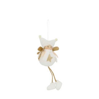 DIJK - Engelfigur - 9 x 6 x 18 cm - weiß/gold - zwei Bommel