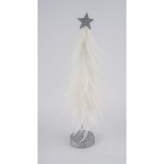 Gehlmann - Federtanne - Weiß - Holzfuß - Silber glitzer