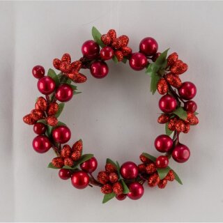 Gehlmann - Kunstkranz - Blätter/Beeren - Grün/Rot