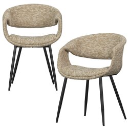 woood - Yossi - 2er Set Esszimmerstuhl mit Metallbeine schwarz - Sand