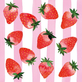 PPD - Servietten - Strawberry&Stripes - 33 x 33 cm - 20 Stk