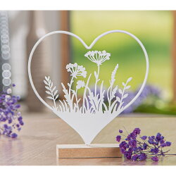 Gilde - Standrelief - Herz - Blumenmotiv - Metall