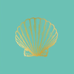 PPD - Servietten - Golden Shell aqua - 25 x 25 cm - 20 Stk