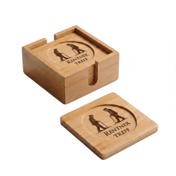 Untersetzer - mit Gravur - 6er Packung - Bambus - 12x12x5,5 cm