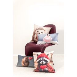 MAGMA Heimtex - Kissen - HEART PUPPIES - 45 x 45 cm - Waschbär