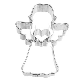 BIRKMANN - Ausstechform Engel mit Herz mit Innenprägung - Edelstahl - 7 cm