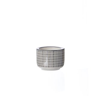 Ritzenhoff & Breker - Takeo Stripes - Teelichthalter - DM 6 cm x H 4 cm - schwarz-weiß - Steinzeug