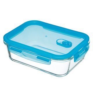 Kitchen Craft - Vorratsbehälter rechteckig - mit Entlüftung - 1,5 Ltr - blau -  Glas