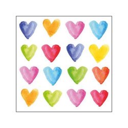 PPD - Servietten - Aquarell Hearts 25 x 25 cm