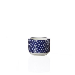 Ritzenhoff & Breker - Royal Reiko - Teelichthalter - DM 6 cm x H 4 cm - blau-weiß - Steinzeug