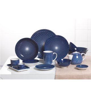 Ritzenhoff & Breker - Royal Reiko - Teelichthalter - DM 6 cm x H 4 cm - blau-weiß - Steinzeug