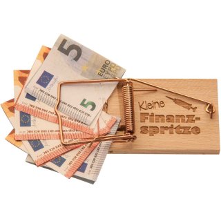 Spruchreif - Mausefalle Geldgeschenk - Kleine Finanzspritze - mit Gravur - 5x10cm - Buchenholz