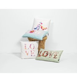 MAGMA Heimtex - Kissen Lovebirds - Love Blumenkranz - 30 x 50 cm - bunt - Polyester