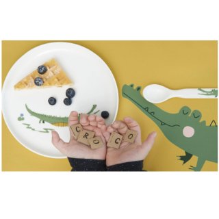 ASA - Tischset - Croco Krokodil - Kids - Matt gelb - PVC-Lederoptik